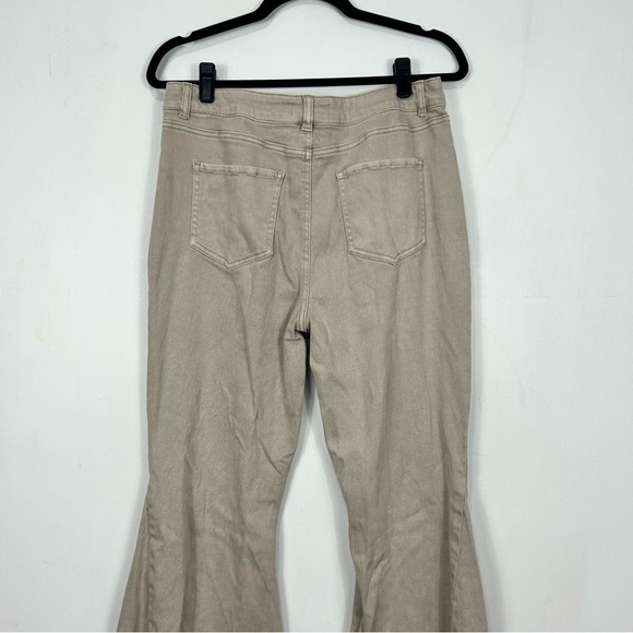 CATO denim raw hem asymmetrical waist tan flare jeans CC22 - Picture 6 of 7